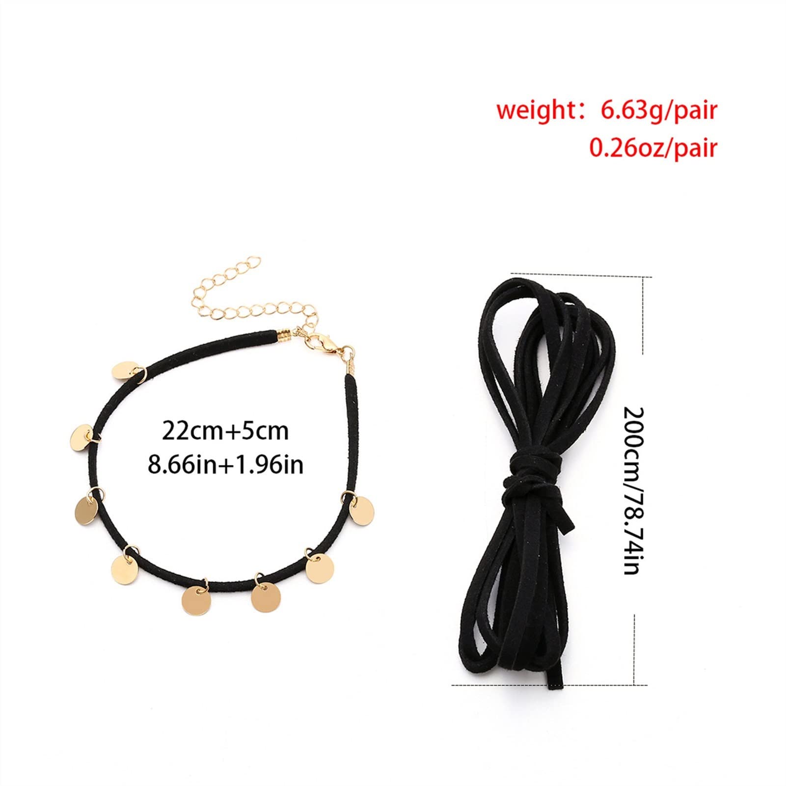 Fußkettchen/Fußkettchen, Schlichtes Fußkettchen mit Pailletten-Anhänger, mehrschichtige Wolle, modische Fransen, Schuhe, verstellbare Damen-Fußkettchen, Fußkettchen