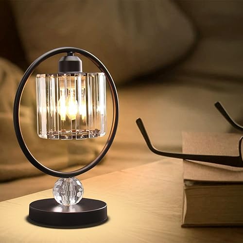 Miniatura 4 de Lámpara de mesa de cristal para mesita de noche, moderna y pequeña, lámpara de mesita de noche de metal para sala de estar, oficina en casa, E26,