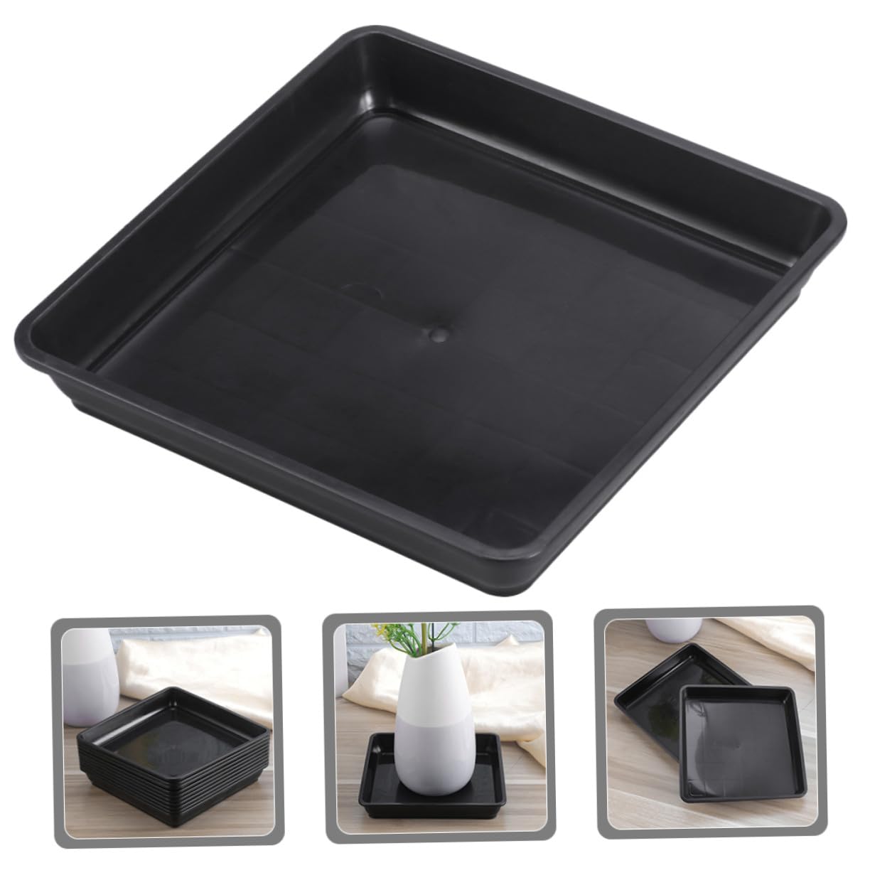 Bandejas De Goteo para Plantas 15 Unidades Resistentes De Plástico Base Cuadrada 18x18 Cm Ideales para Macetas En Casa y Jardín