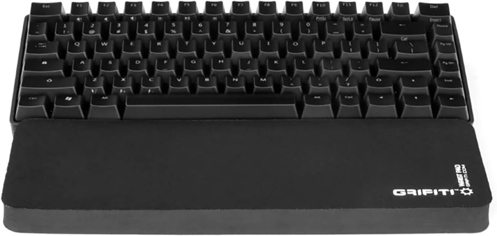 Grifiti Fat Wrist Pad 14 is a 35.6x10x1.9 cm Wrist Rest for Small Mechanical Keyboards, MacBooks, Laptops, and Notebooks in Black Neoprene and Black Nylon
