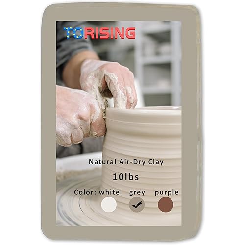 TORISING Air Dry Clay 10 LBs, Pottery Modeling Clay for All Purpose Hand Modeling and Throwing, Non-Toxic (Gray)