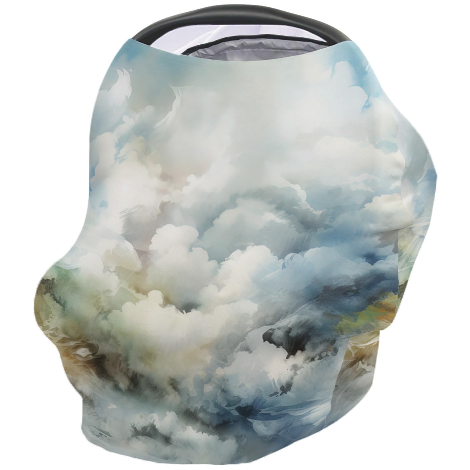 Nursing Cover for Breastfeeding Scarf, Ombre Cloud Blue Baby Car Covers Super Soft Multi Use for Canopy Shopping Cart Cover Blanket Stroller Cover