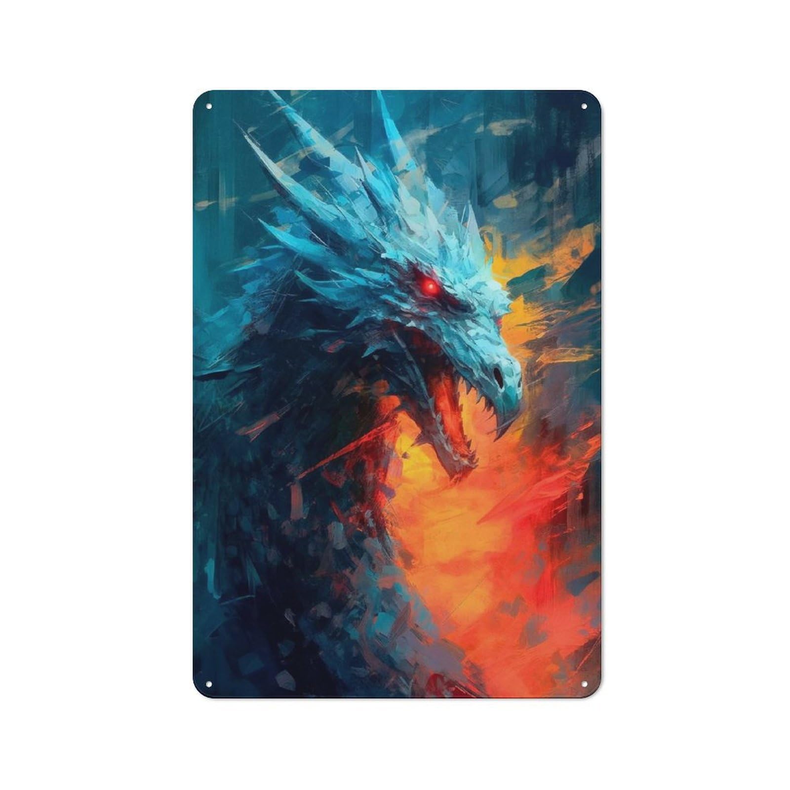 Junmoney Mystic Dragon Painting Vintage Tin Sign 30X20cm With For Studio Or Craft Room, For Garage, Workshop And Man Cave Decoration