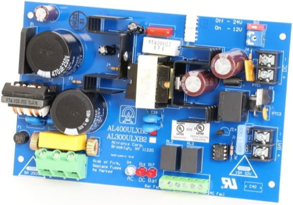Altronix AL400ULXB2 Power Supply Charger, Single Class 2 Power Output, Filtered and Electronically Regulated Output, 12VDC @ 4A or 24VDC @ 3A Supply Current, Input 115VAC, Board