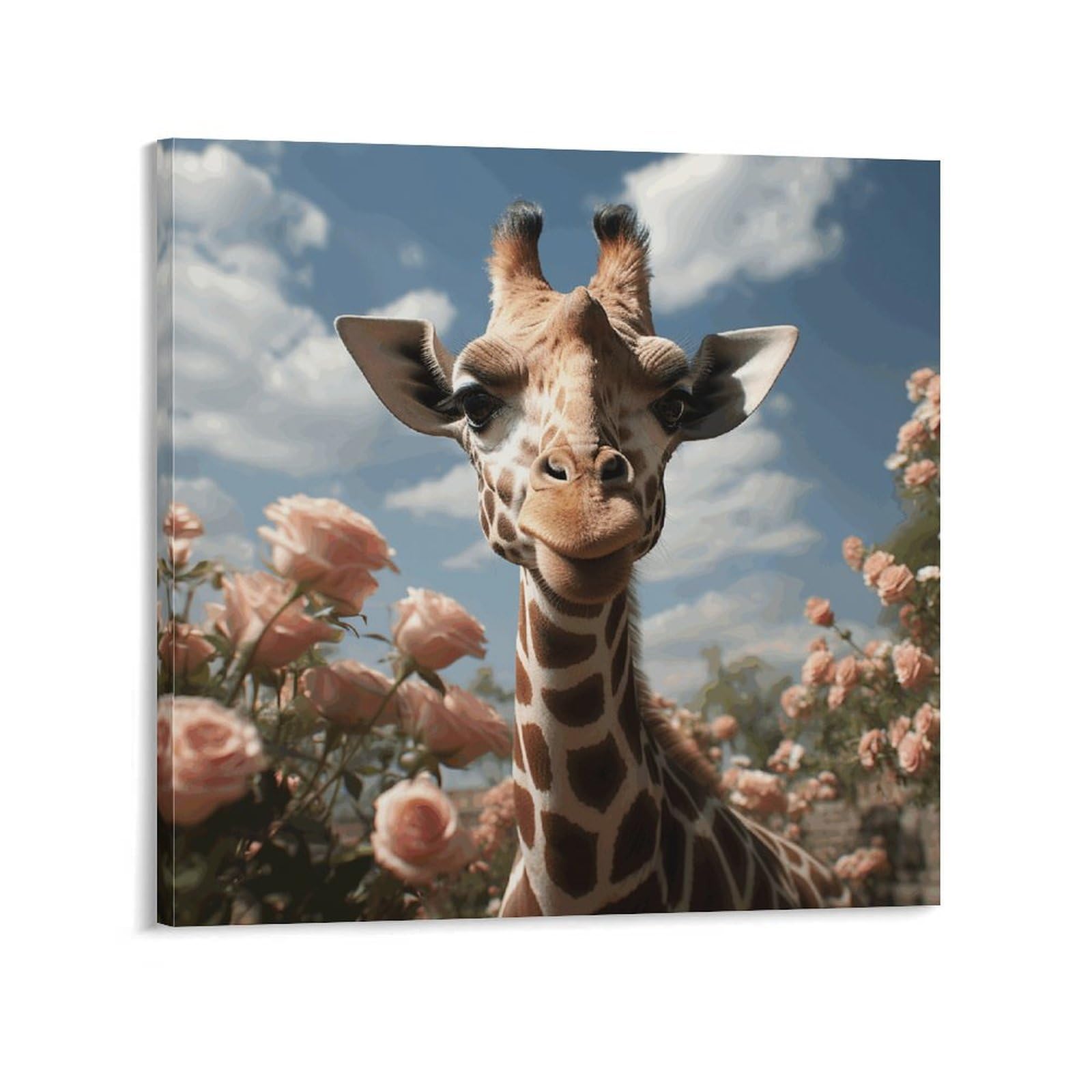Beautiful Giraffe Canvas Wall Art for Bedroom 24x24inch(60x60cm) Canvas Prints Artwork for Walls Modern Picture Artwork Painting for Living Room Aesthetic Wall Paintings for Bathroom Kitchen Office De