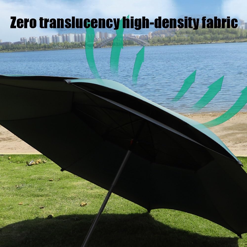 Ombrellone da pesca antivento da 2,2 m (7,2 piedi), portatile, regolabile a 360 gradi, per esterni, spiaggia, parasole, verde, 2,2 m