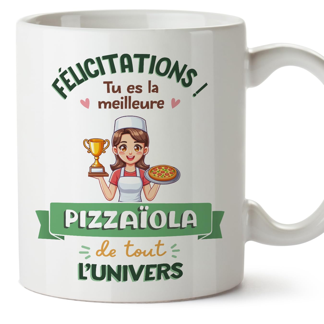 MUGFFINS Pizza Maker Woman Mug - in French - Meilleur Univers Trophée - Funny Gift for Colleagues - Ceramic 11oz Mug — image 1