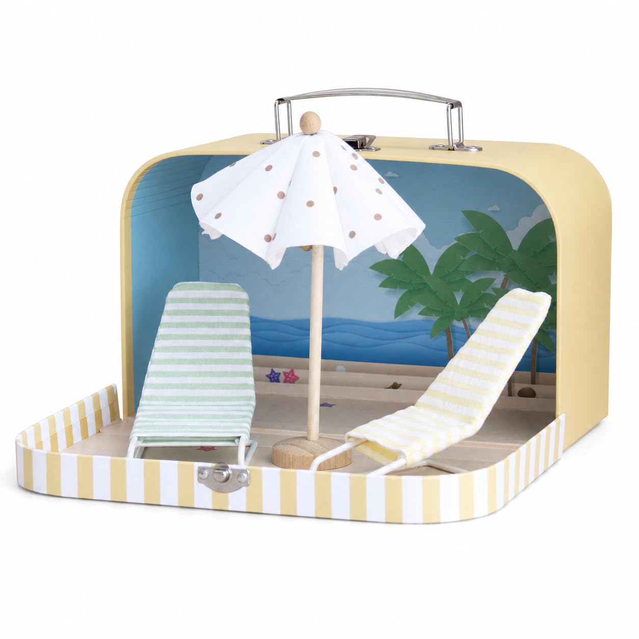 Set da Gioco Casa Bambole Spiaggia, Set valigetta con mobili da spiaggia, senza personaggi
