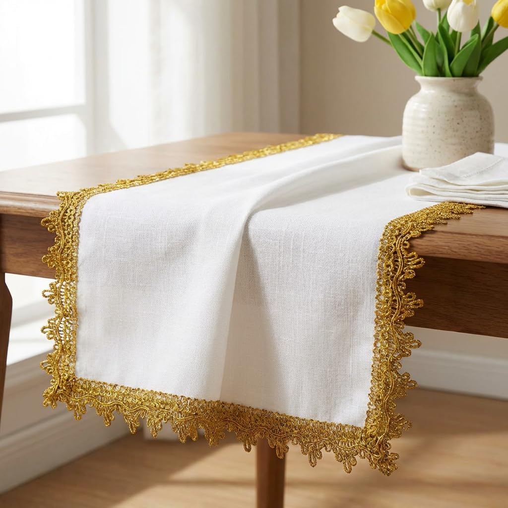 Gold Gimp Trim, 1 Inch Wide x 12 Yards | Metallic Scroll Lace, For Sewing, Purse Handles, Headbands & Bracelets, Crafts
