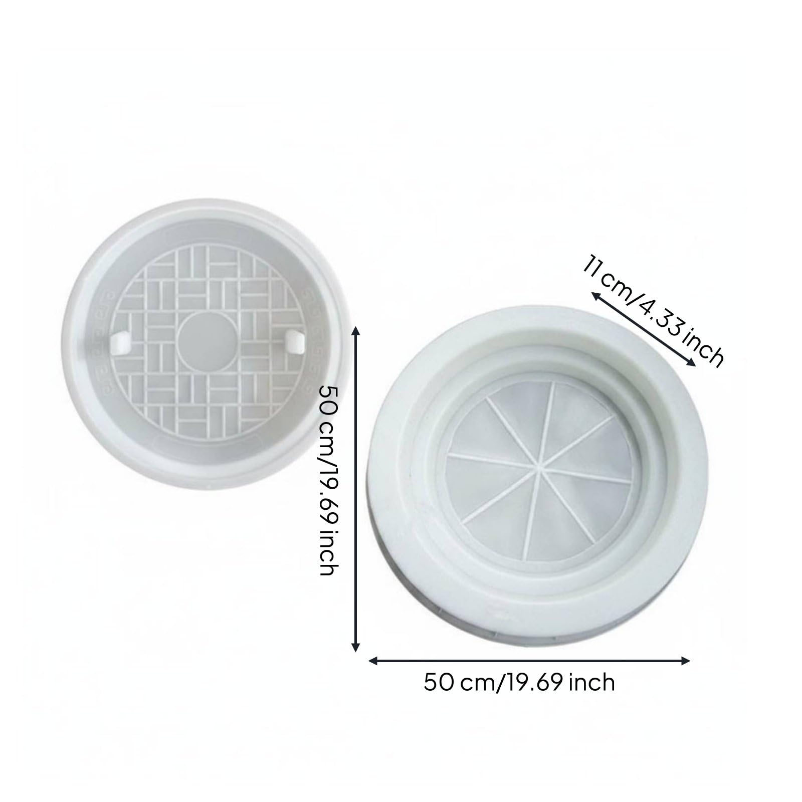 Tapa de Pozo de Hormigón Molde Encofrado Plantilla Aro Fabricada en Polipropileno para Fundición Rápida de Piezas Circulares con Alta Resistencia, 50 Cm X 6 Cm