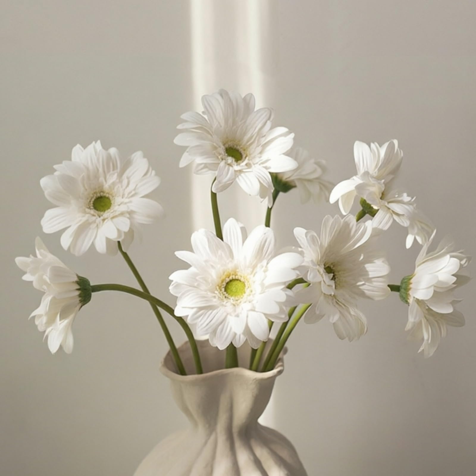 JHUAJISFC 5 Pack Artificial Gerbera Daisy Flowers, Tall 24.4" Fake Daisies Real Touch Silk Flowers with Faux Stems for Vase Indoor Home Decor, Wedding Bouquets for Bride