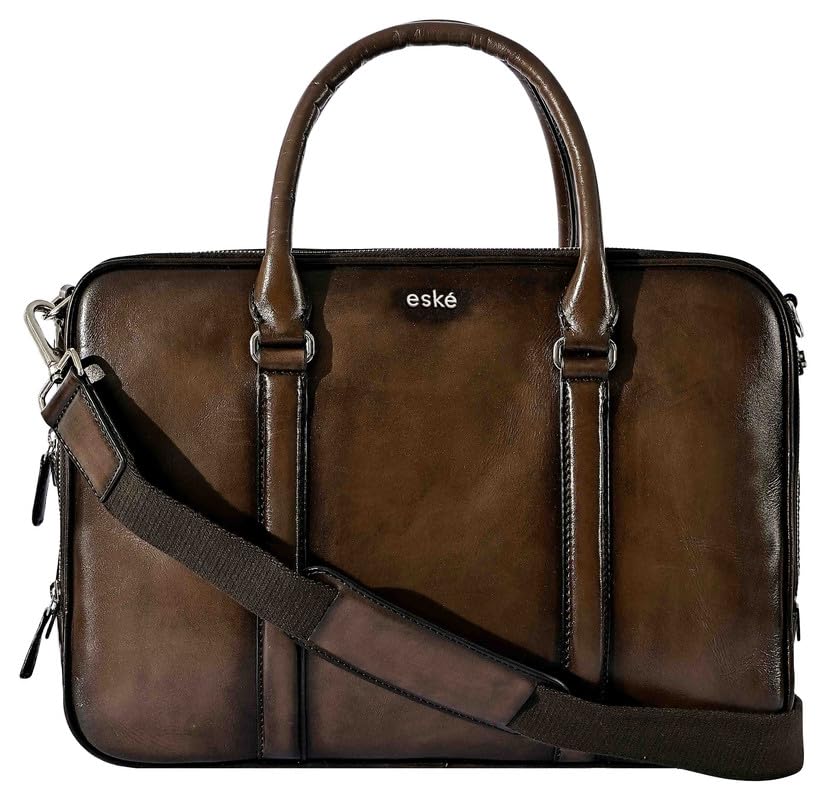 eske Bert 16" Genuine Leather Laptop/Macbook Bag for Men, Women | Office Bag | Laptop Messenger Bag with Shoulder Strap | Spacious Compartment | Water Resistant (Dark Brown HS VT) (B0CJC7Q6FS) Amazon Price History, Amazon Price Tracker