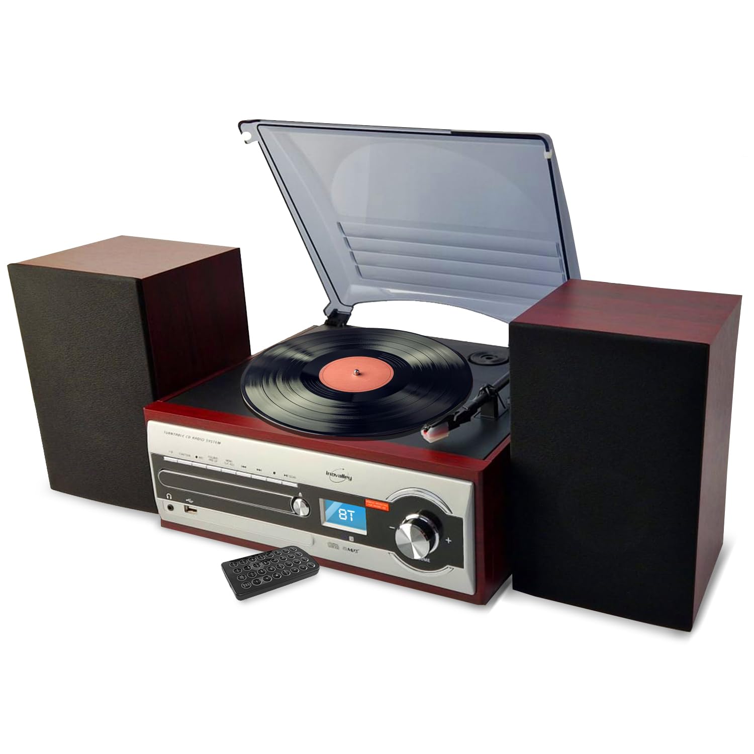 Chaîne HiFi Tourne Disque Vinyle Inovalley CH14E 80W, CD, Bluetooth, FM et USB + Télécommande