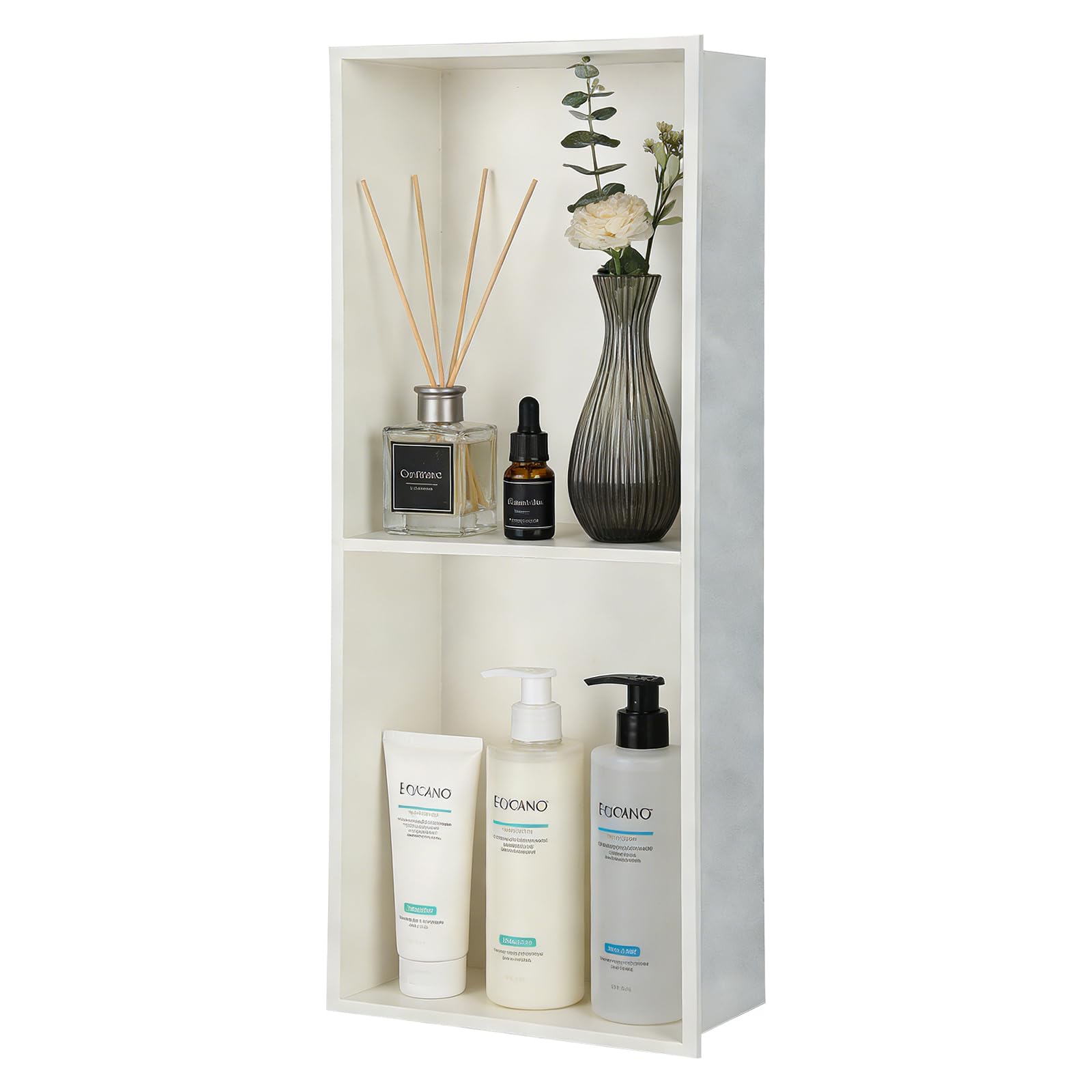 XLSBZ Stainless Steel Shower Niche, 70x26x10cm Recessed Wall Niche No Tile Needed Double Layer Wall Storage Shelf Organizer for Bathroom Kitchen Living Room