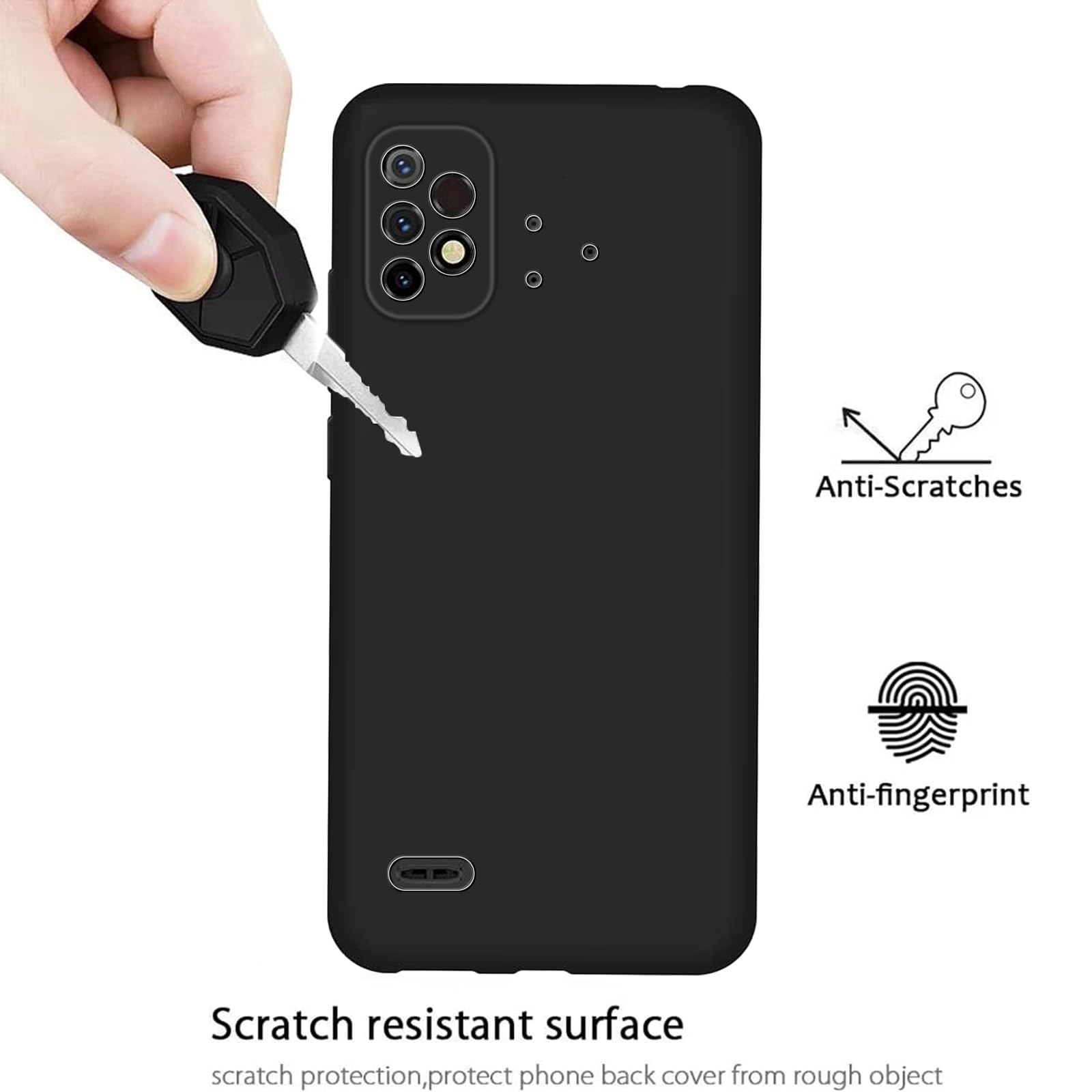 KUSINHOKA Case Compatible with UMIDIGI Bison X10 PRO/Bison X10 + 2 Pack Screen Protector Tempered Glass,Anti Scratch,Drop Protection,Non Slip Soft TPU Thin Full Body Protective Phone Cover,Black - Image 3