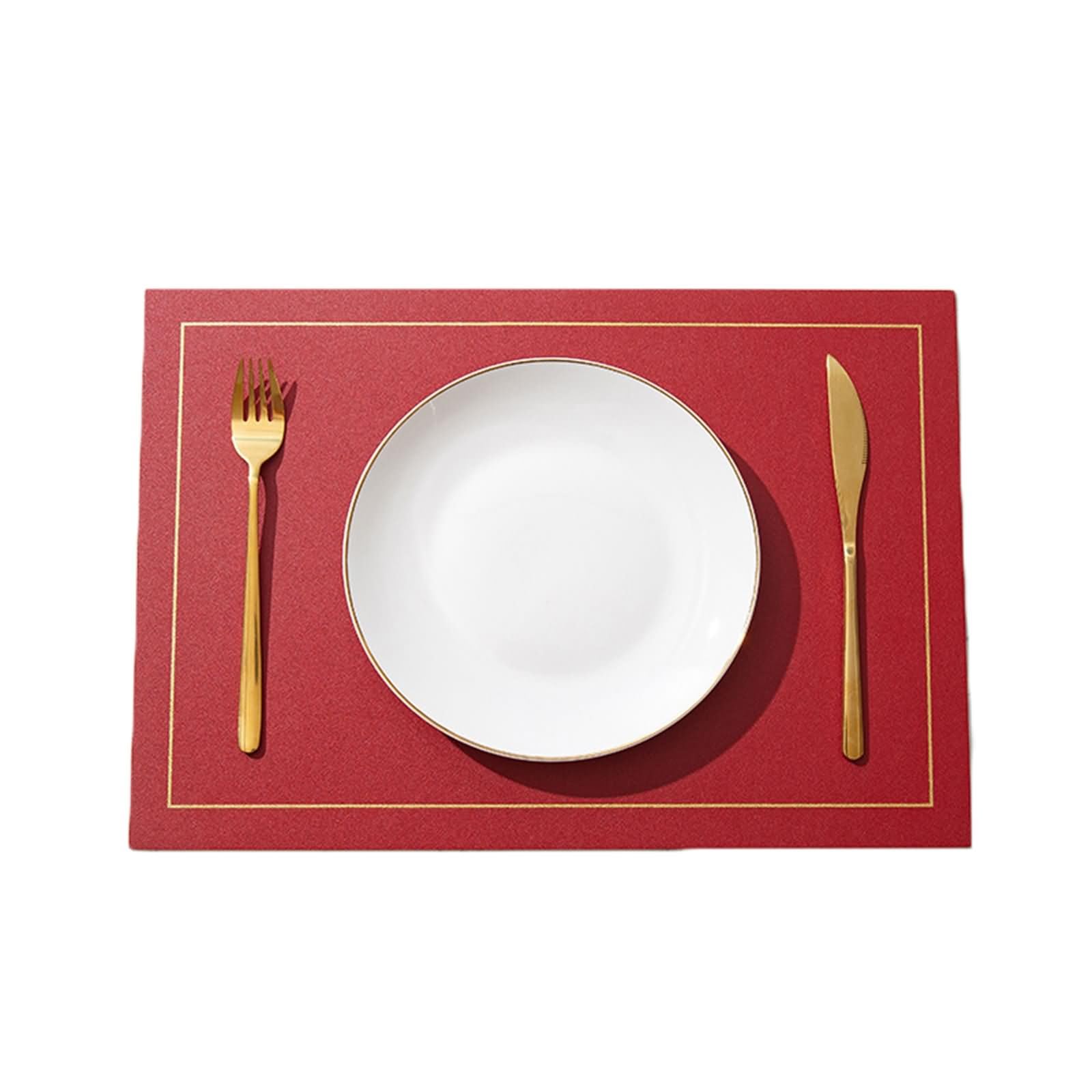 Platzdeckchen Abwaschbar 8er Set, 30 x 43 cm Rot Gelb Platzdeckchen Modern Rechteck Leder, Einfarbig mit Rechteck
