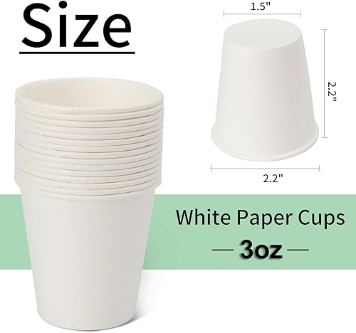 Miniatura 4 de METAPRINT Paquete de 600 vasos de papel pequeños de 3 onzas, vasos desechables para enjuague bucal para baño, tazas de espresso, ideales para