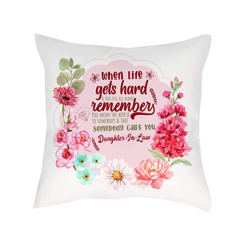 Giftme Satin Cover You Mean The World To Somebody That Calls You Daughter-In-Law Mothers Day Birthday Floral Gift Throw Pillow Cover Cushion Cover (Satin Cover)