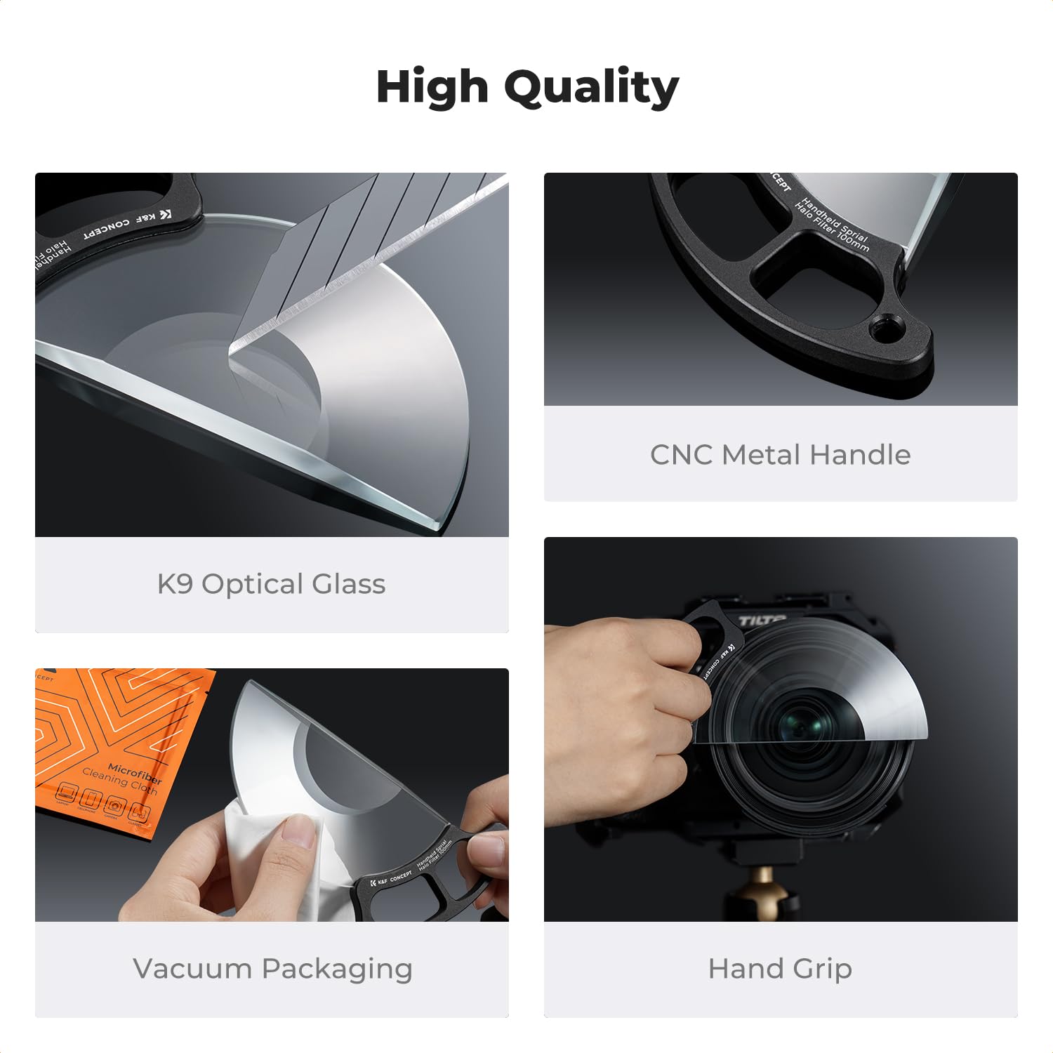 K&F Concept 100mm Spiralny filtr obiektywu z efektem halo wiropulsatora, filtr obiektywu z ręcznym szklanym pryzmatem, specjalny efekt filtru obiektywu aparatu (seria Nano-B)
