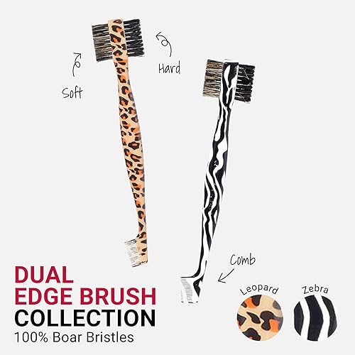 Miniatura 5 de RED by Kiss Cepillo de doble filo 3 en 1 cepillo de borde peine cerdas suaves y duras (cebra)