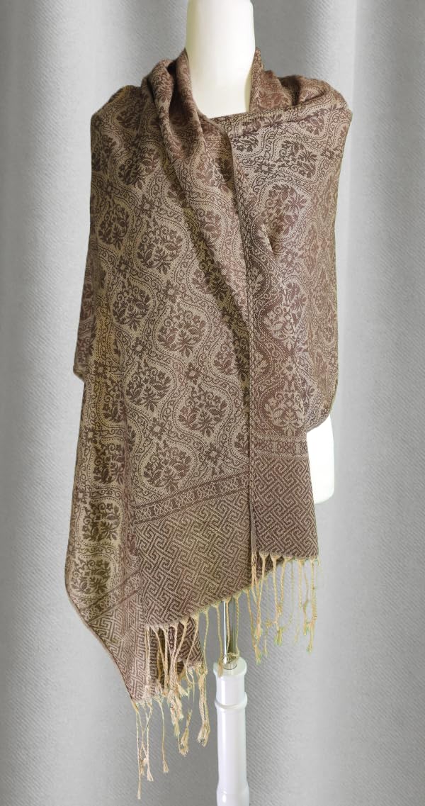 Orientaè 100% Kaschmir Schal Damen | 70x170 cm, Leicht, Extra Weich & Hautfreundlich, Elegante Stola für Herbst, Winter & Frühling, Eingewebtes Ornament