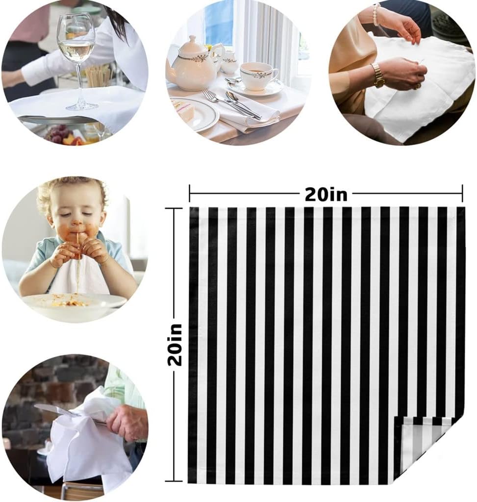 Black and White Stripe Kitchen Napkin Table Napkins Dinner for Wedding Banquet Party Decoration