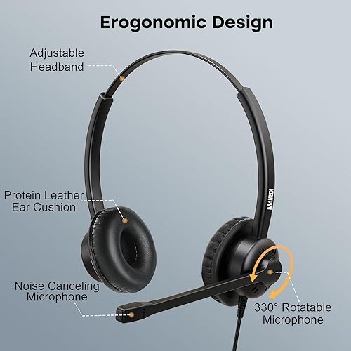 Miniatura 6 de Auriculares telefónicos de 0.098 in con micrófono de cancelación de ruido para Panasonic, incluye conector de 0.138 in para teléfono celular, PC,