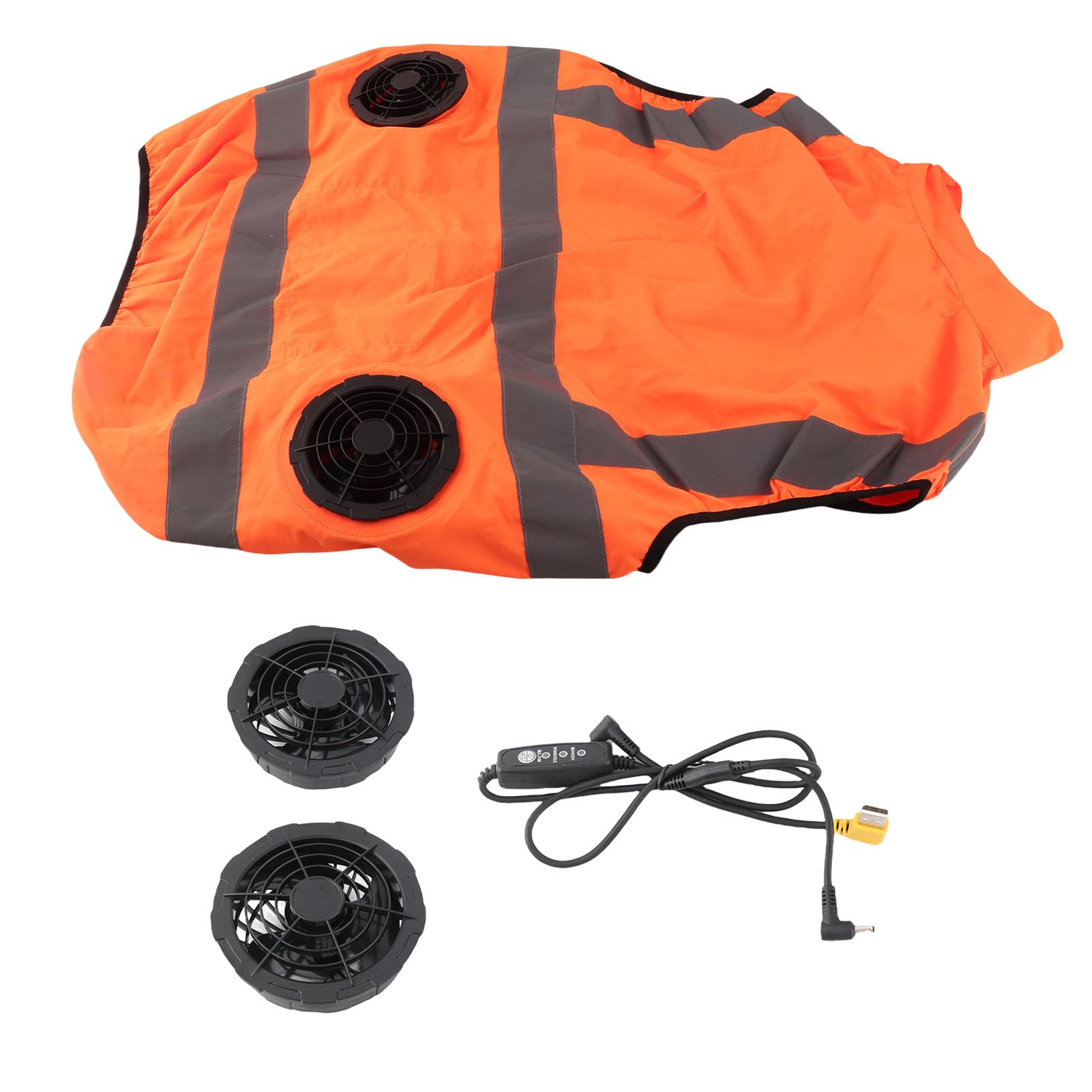 Chaleco con Ventilador de Refrigeración, Ropa con Aire Acondicionado y 2 Ventiladores, Tela Resistente a los Rayos, Rayas Reflectantes para Hombres y Mujeres, para Trabajar, Jardinería, (XXL)