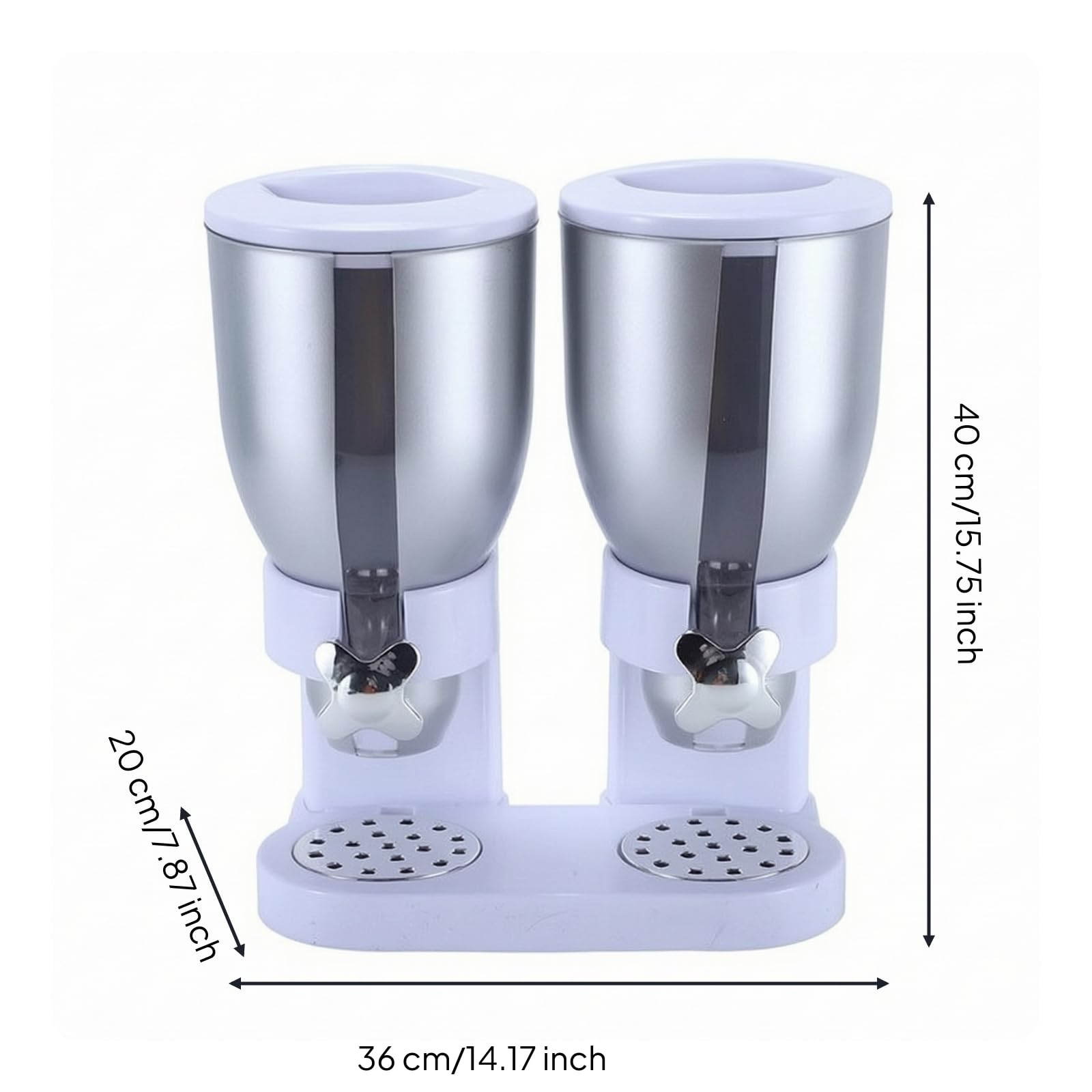 Dispensador Cereales y Granos Acrílico Calidad Alimentaria Organizador Cocina Compacto para Estación sayuno, Plata 4L Doble