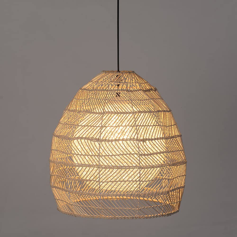 Lustre en rotin tricoté à la main suspension bambou haut de gamme luminaire ajustable E26