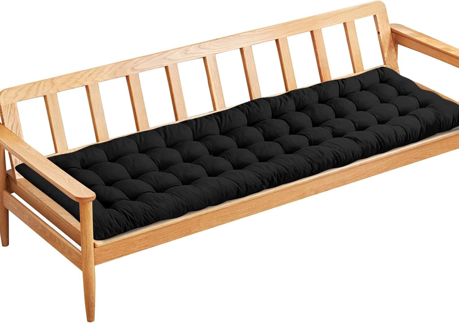 Garden Bench Velvet Cushion, 2/3 Seater Garden Chair Pad Porch Swing Chair Cushion Bench Seat Pad Mat Furniture Pad for Garden Patio (59"x19", Black)-image-30