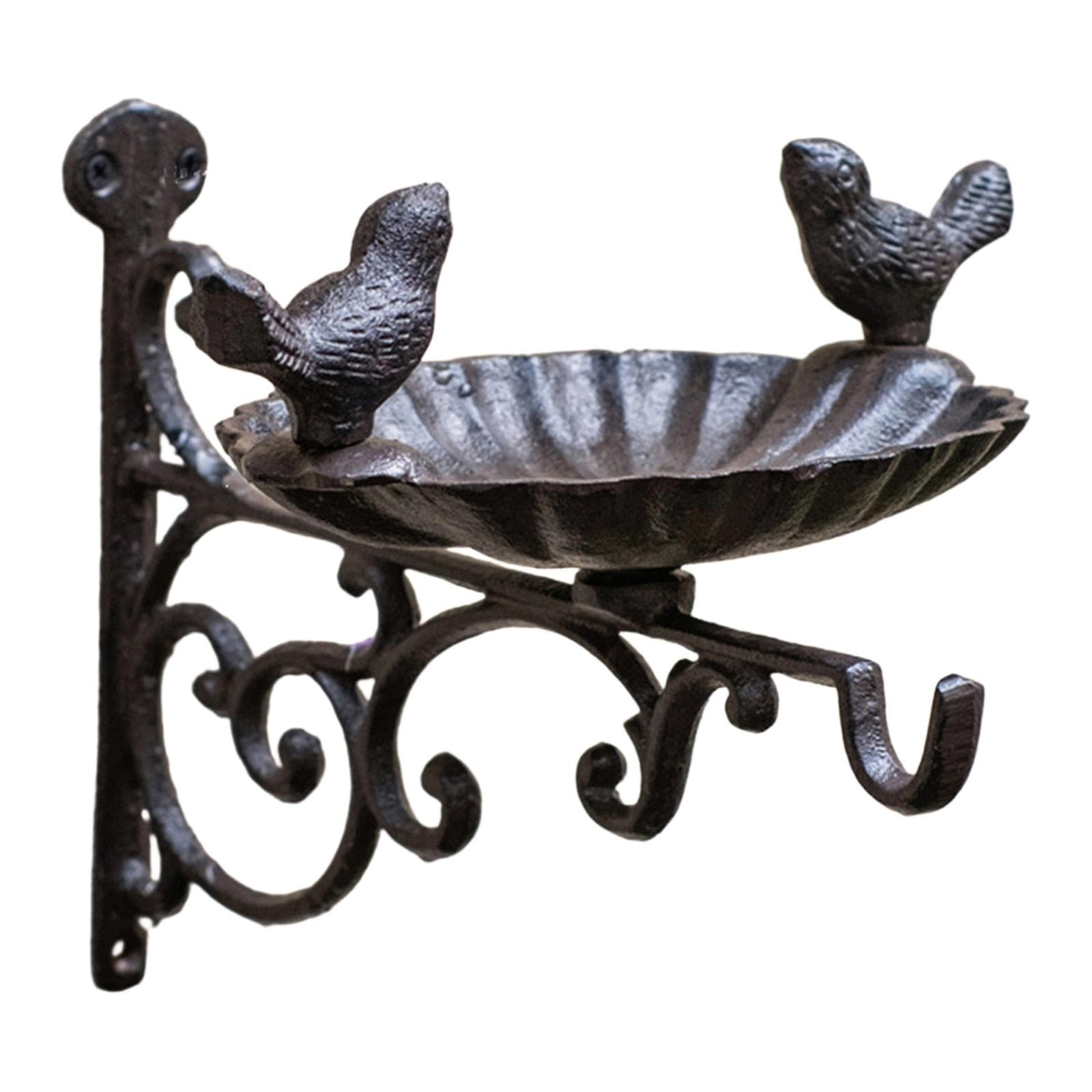 Comedero/bañera para Pájaros, Bandeja Decorativa Retro, Fácil de Instalar con Gancho Metálico para Colgar en Jardín, Balcón, Terraza, Pared O D, 27 X 21.5 Cm