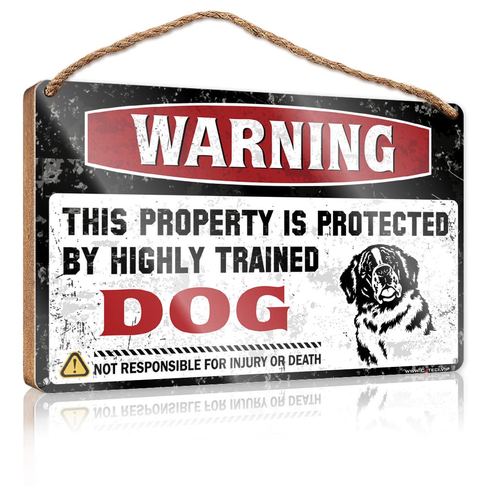 YYHLEH Home Sweet Home Signs Wall Decor Warning This Property Is Protected By A Highly Trained Dog Wooden Sign(15X28CM)