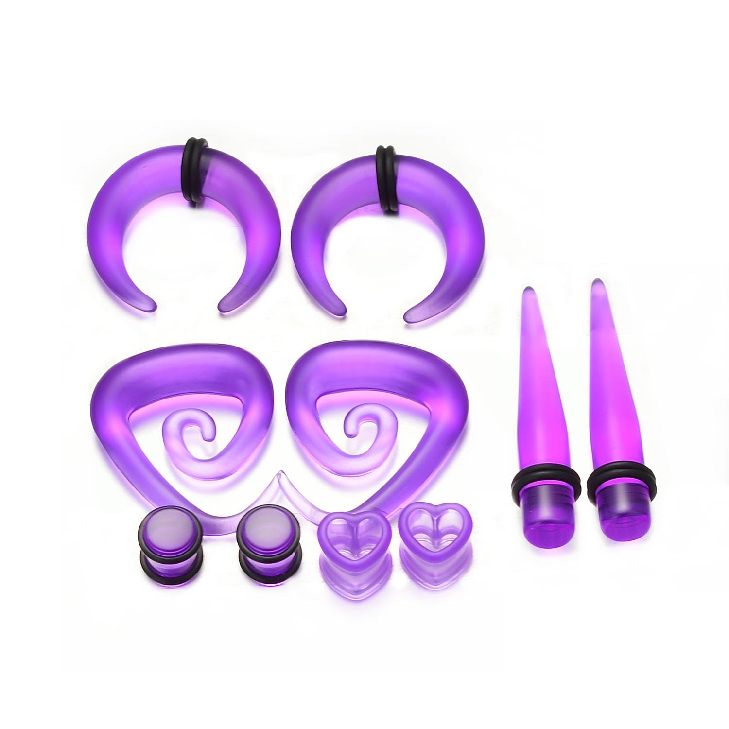 vogem Juego de 54/84 dilatadores de oreja, 1-10 mm/14G-00G, juego de dilatadores acrílicos, forma de cuerno, de buey, acrílico, espiral, para el cuerpo, joyas para mujeres y hombres, 1-10mm, Acrílico