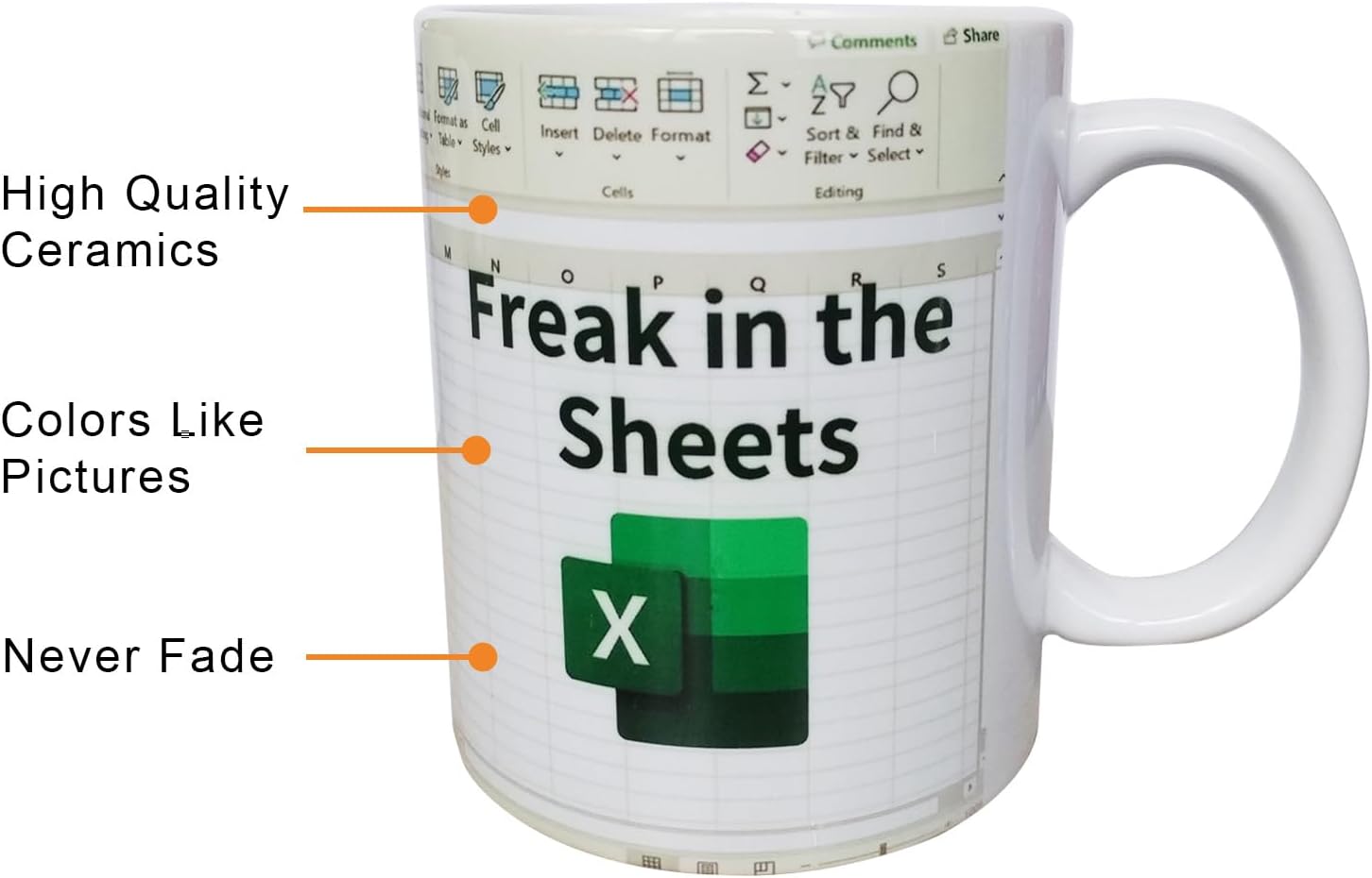 11oz Funny Coffee Mug Spreadsheet Design with Freak in the Sheets Print Perfect for Accountants, Finance Professionals, Bankers, Coworkers, CPA, CFO, Analysts - Image 2