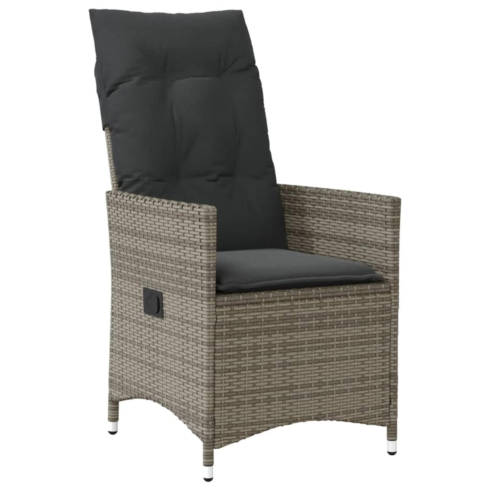 Homgoday Poltrona da Giardino Reclinabile in Rattan PE Grigio con Cuscini, Schienale Regolabile, per Esterno, 110kg
