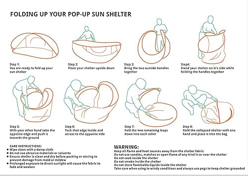 Miniatura 6 de Tienda de campaña de playa desplegable para exteriores, portátil, con bolsa de transporte (Medidas del refugio: 86 pulgadas de largo x 47 pulgadas