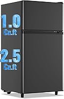 WANAI 3.5 Cu Ft Mini Fridge with Freezer Compartment, Compact Refrigerator for Dorm Office Apartment, 7 Temp Settings, Removable Shelves, Dark Gray