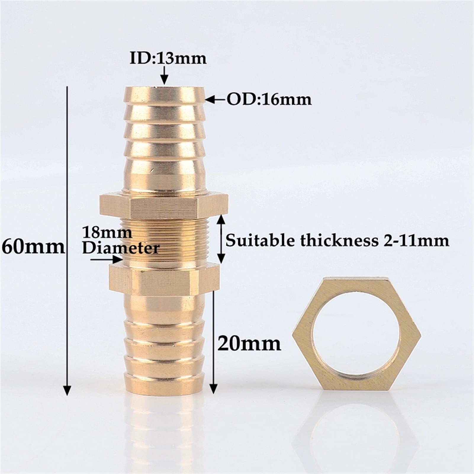 Mdingbao-Raccordo tubo ottone 6-25mm Connettori dritti di rame Connettori di irrigazione del dado esagerato Adattatore Acquario Adattatore Acqua serbatoio del tubo flessibile Air Pump Air Pump Raccord