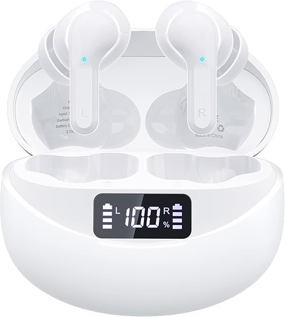 Wireless Earbuds, GAUKRIPA Wireless Headphones Hi-Fi Stereo 35H Playtime Touch Control Bluetooth Earphones with Mics, IPX7 Waterproof Bluetooth 5.1 In-Ear Headphones with Charging Case For Work Sports