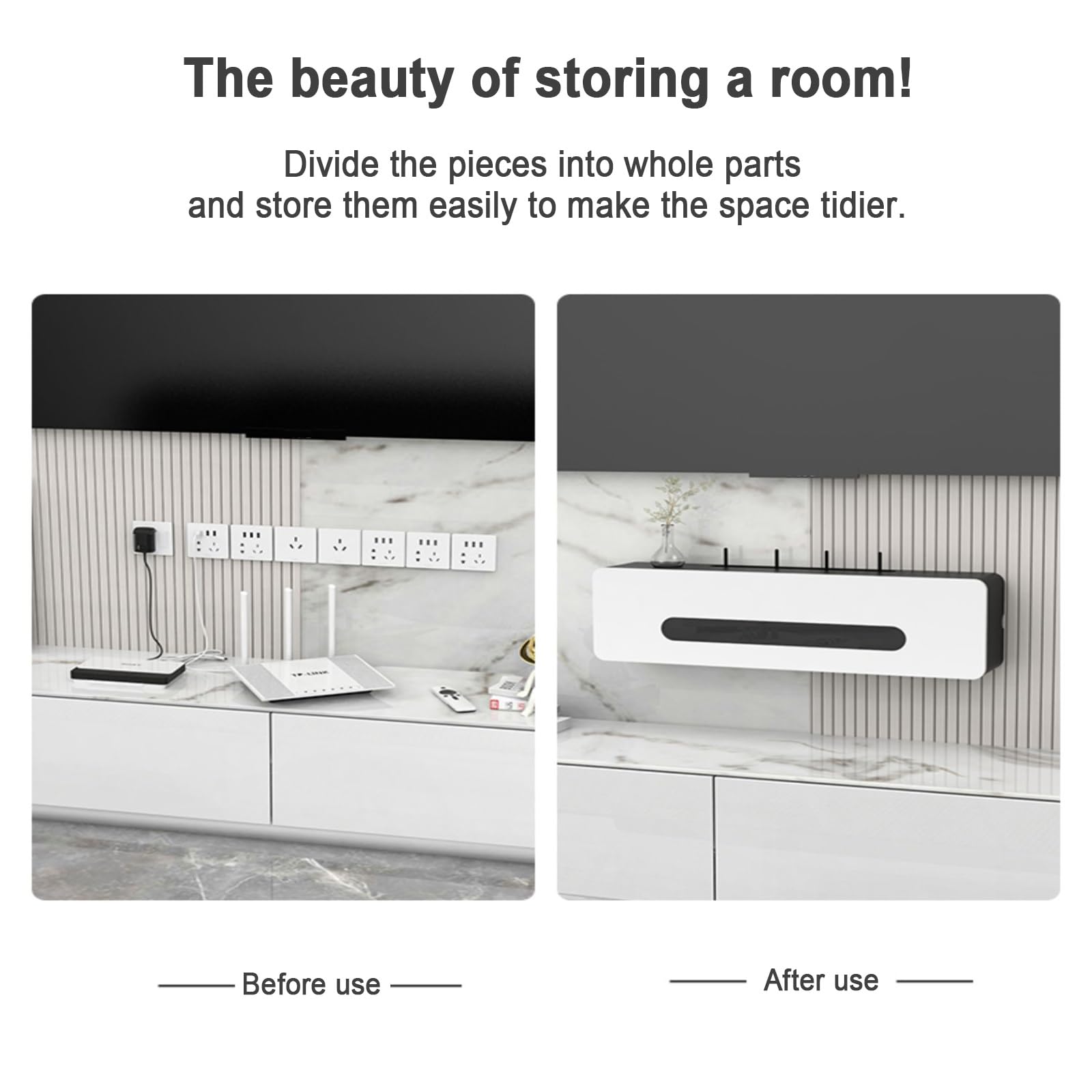 Scatola di gestione dei cavi in legno massello con montaggio a parete, soluzione di archiviazione router wireless WIFI, elegante organizer per cavi, strisce elettriche ed elettronica, design