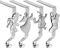 Vista 13 de Juego de 4 soportes de calcetines de Navidad para manto, ganchos reutilizables para calcetines de Navidad, colgador de Navidad sin daños