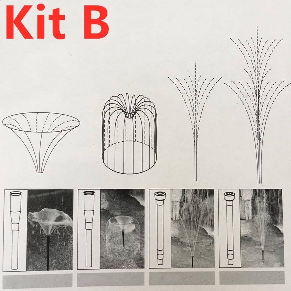 FABULETTA Set di teste per fontana in plastica con ugelli regolabili in altezza e tubo di prolunga per acqua da giardino e laghetto, confezione da 2 pezzi (B)