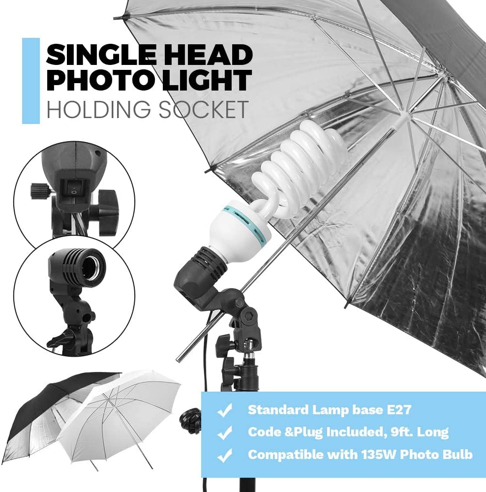 Kit Studio Photo et éclairage, ave 2m x 3m Système de Support de Toile de Fond,4X 135W 5500K Ampoules Parapluie Softbox éclairage Continu pour Portrait et Photographie Vidéo