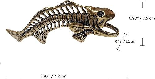 Miniatura 6 de DMtse Estatuas de decoración de hueso de pescado de latón chino para escultura de animales, Feng Shui para buena suerte y prosperidad,