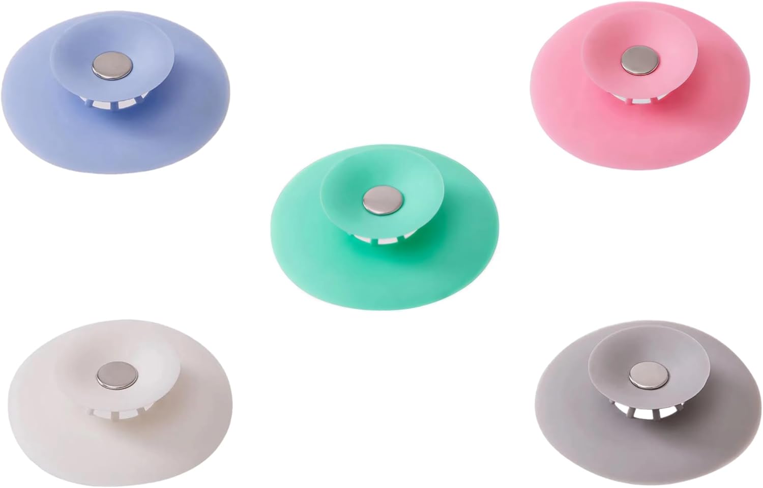 5 PackEasy to Install and Clean, Silicone Bathtub Drain Strainers are