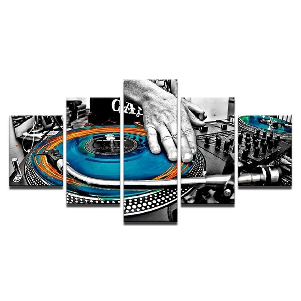 Cuadro moderno de música y consola DJ en lienzo de 5 piezas para transformar tu sala de estar
