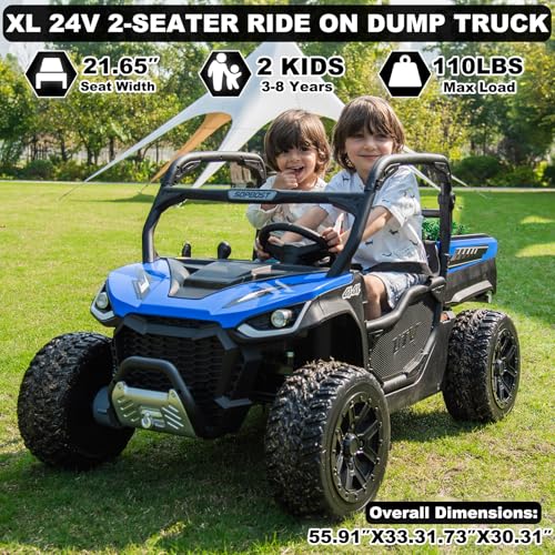 Image of NEWQIDA 2 Seater Kids UTV 24V Ride on Toy for Kids 3-8 Side by Side, Blue