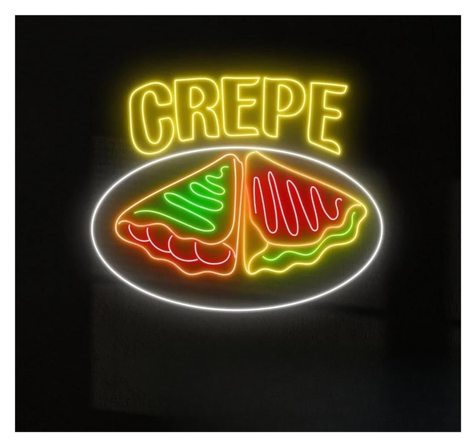 XENITE Luces Art Decoration Christmas Letrero De Neón Crepe, Decoración De Pared Para Pastelería, Crepería Francesa, Lámpara Decorativa De Comida Europea, Alimentación USB, 50x41cm