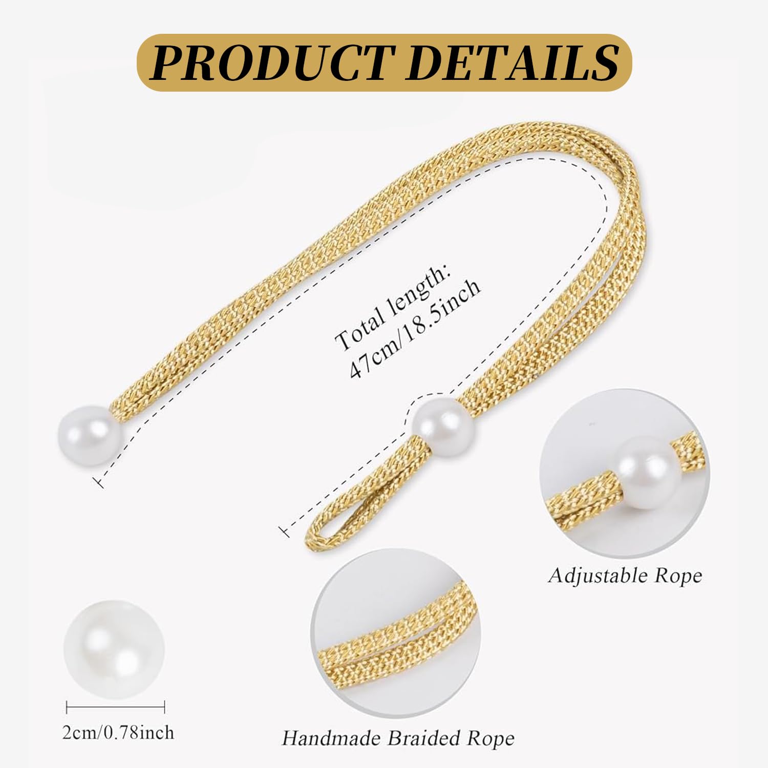 Golden Pearl Curtain Tiebacks - 6 Pack -5